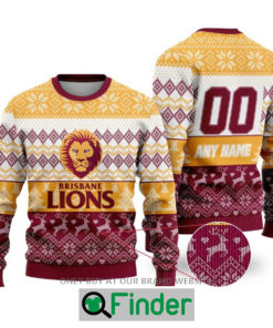 Personalized AFL Brisbane Lions Christmas Sweater Sweatshirt LIMITED EDITION