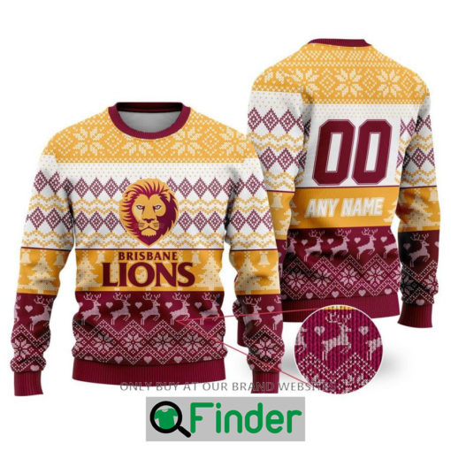 Personalized AFL Brisbane Lions Christmas Sweater Sweatshirt LIMITED EDITION