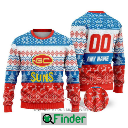 Personalized AFL Gold Coast Suns Christmas Sweater Sweatshirt LIMITED EDITION