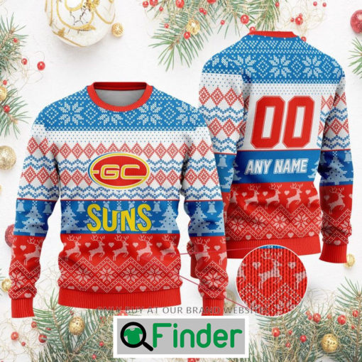 Personalized AFL Gold Coast Suns Christmas Sweatshirt Sweater LIMITED EDITION