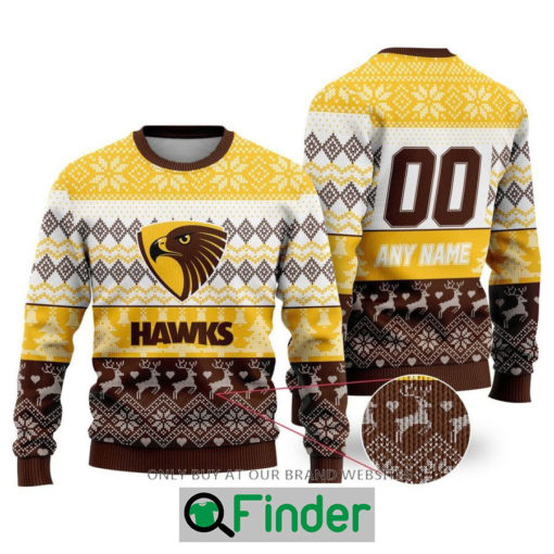 Personalized AFL Hawthorn Football Club Christmas Sweater Sweatshirt LIMITED EDITION