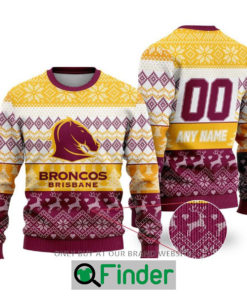 Personalized NRL Brisbane Broncos Christmas Sweater Sweatshirt LIMITED EDITION