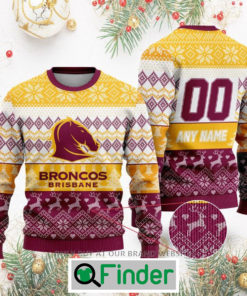 Personalized NRL Brisbane Broncos Christmas Sweatshirt Sweater LIMITED EDITION