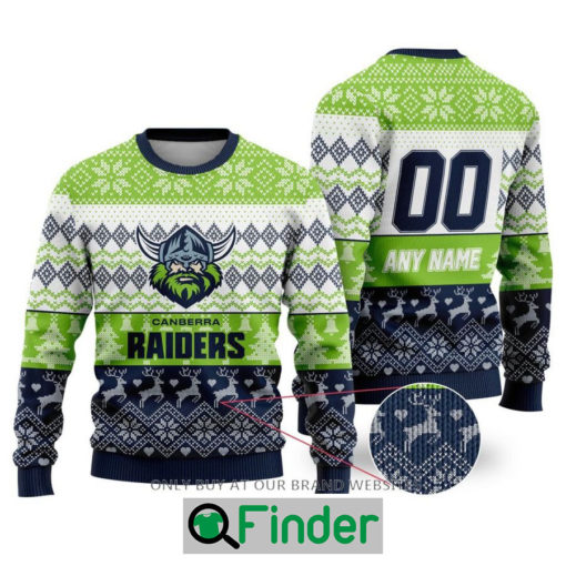 Personalized NRL Canberra Raiders Christmas Sweater Sweatshirt LIMITED EDITION