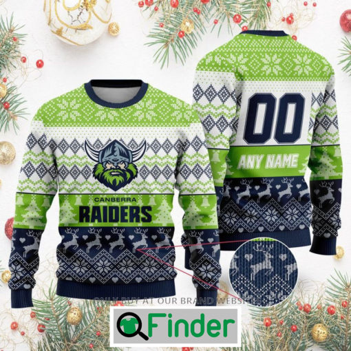 Personalized NRL Canberra Raiders Christmas Sweatshirt Sweater LIMITED EDITION