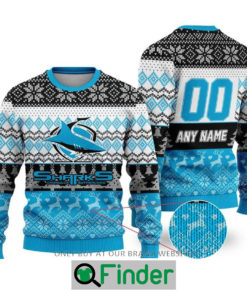 Personalized NRL Cronulla Sutherland Sharks Christmas Sweater Sweatshirt LIMITED EDITION