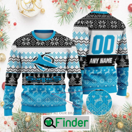 Personalized NRL Cronulla Sutherland Sharks Christmas Sweatshirt Sweater LIMITED EDITION