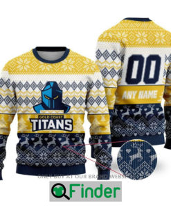 Personalized NRL Gold Coast Titans Christmas Sweater Sweatshirt LIMITED EDITION