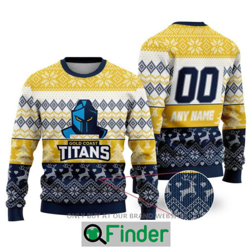 Personalized NRL Gold Coast Titans Christmas Sweater Sweatshirt LIMITED EDITION