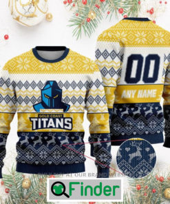 Personalized NRL Gold Coast Titans Christmas Sweatshirt Sweater LIMITED EDITION