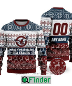 Personalized NRL Manly Warringah Sea Eagles Christmas Sweater Sweatshirt LIMITED EDITION