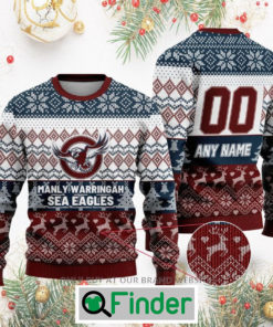 Personalized NRL Manly Warringah Sea Eagles Christmas Sweatshirt Sweater LIMITED EDITION