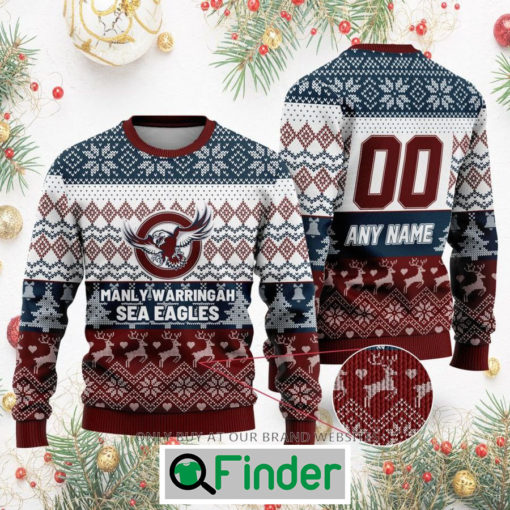 Personalized NRL Manly Warringah Sea Eagles Christmas Sweatshirt Sweater LIMITED EDITION