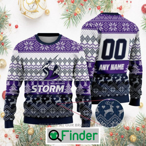 Personalized NRL Melbourne Storm Christmas Sweatshirt Sweater LIMITED EDITION