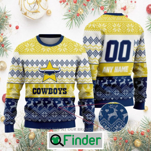 Personalized NRL North Queensland Cowboys Christmas Sweatshirt Sweater LIMITED EDITION