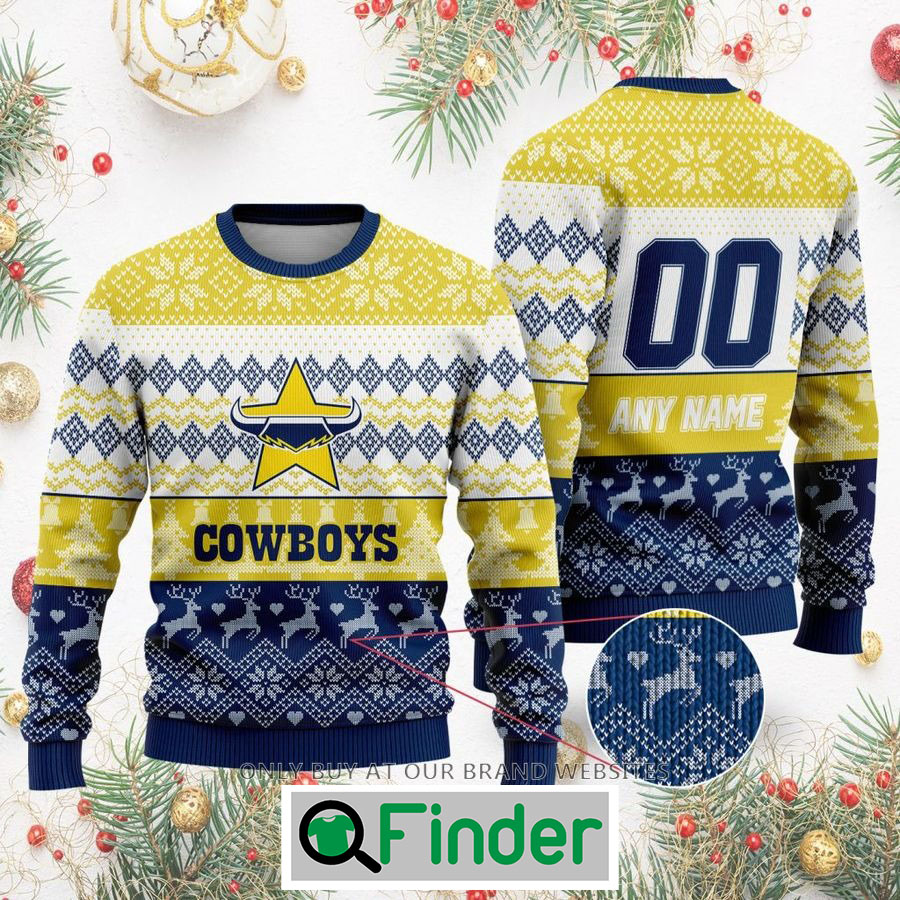 Personalized NRL North Queensland Cowboys Christmas Sweater, Sweatshirt ...