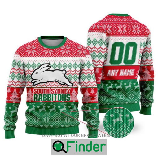 Personalized NRL South Sydney Rabbitohs Christmas Sweater Sweatshirt LIMITED EDITION