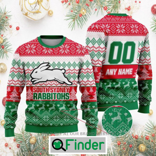 Personalized NRL South Sydney Rabbitohs Christmas Sweatshirt Sweater LIMITED EDITION