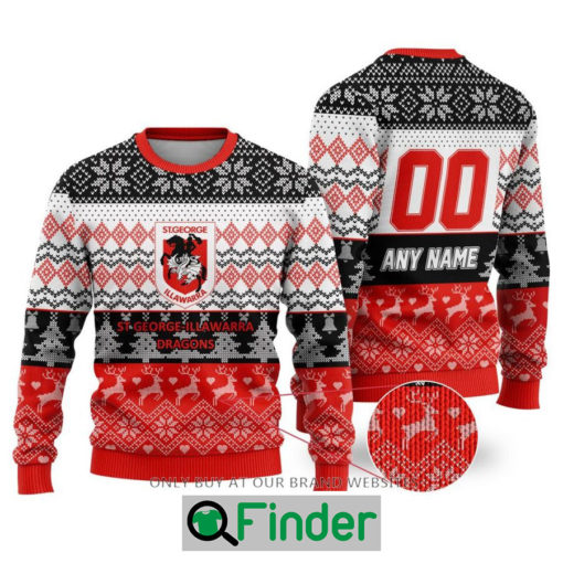 Personalized NRL St George Illawarra Dragons Christmas Sweater Sweatshirt LIMITED EDITION