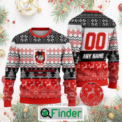 Personalized NRL St George Illawarra Dragons Christmas Sweatshirt Sweater LIMITED EDITION