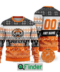 Personalized NRL Wests Tigers Christmas Sweater Sweatshirt LIMITED EDITION