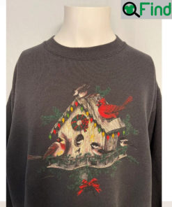 Vintage 90s Christmas Birdhouse Crewneck Shirt