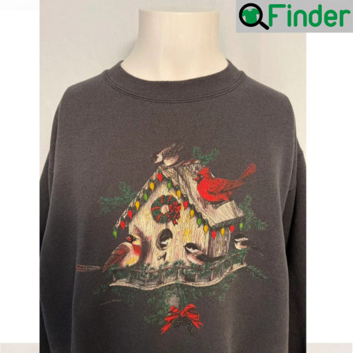 Vintage 90s Christmas Birdhouse Crewneck Shirt