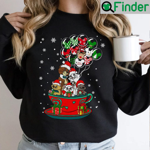 Cute Aristocats Characters Christmas Balloon Tea Cup Sweatshirt