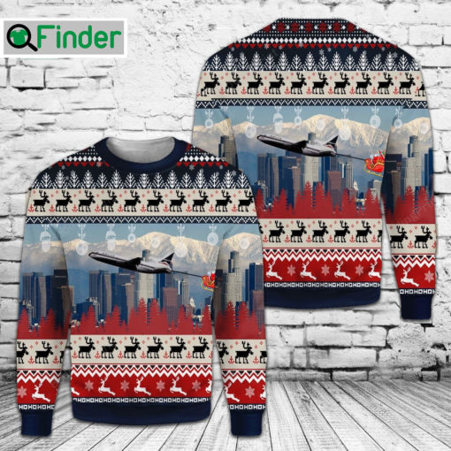 Delta Air Lines Lockheed L 1011 500 With Santa Over Los Angeles Ugly Christmas Sweater