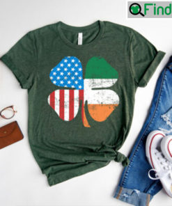 St Patricks Day USA Irish Clover American Flag Shirt