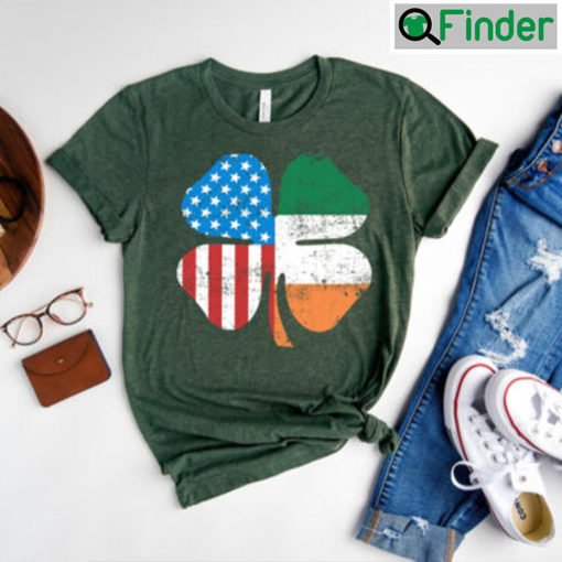 St Patricks Day USA Irish Clover American Flag Shirt