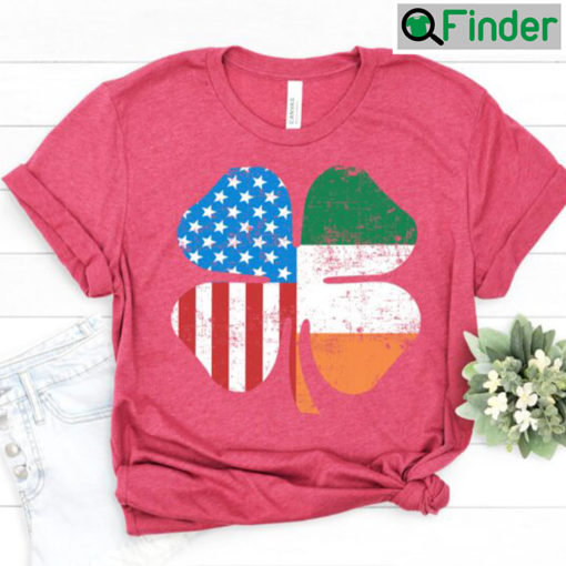 St Patricks Day USA Irish Clover American Flag T Shirts