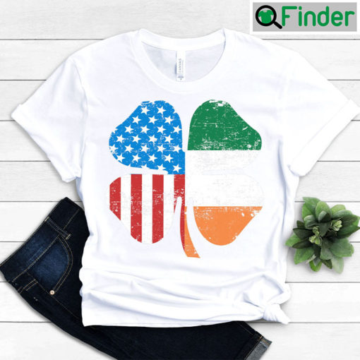 St Patricks Day USA Irish Clover American Flag Unisex Shirt