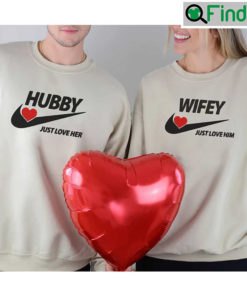 Couple Hubby Wifey Nike Swoosh Embroidered Shirt