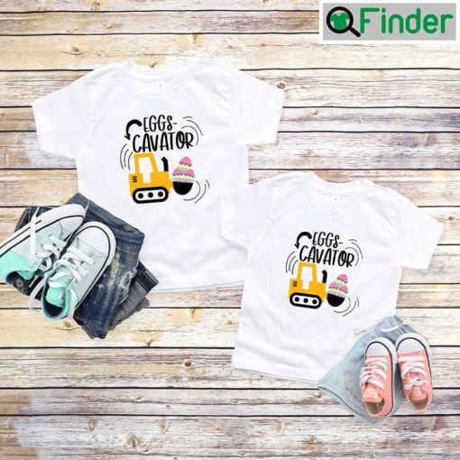 Easter Boy Eggs Excavator Kids Shirt