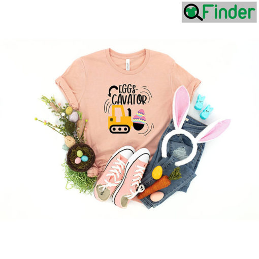 Easter Boy Eggs Excavator Kids Shirts