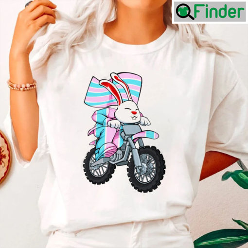 Easter Bunny Riding Motorcycle Lgbt Q Transgender Pride Trans Tee