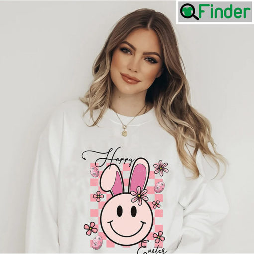 Happy Easter Smiley Bunny Ears Tee