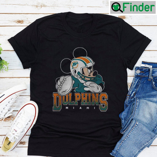 Vintage Mickey Mouse Miami Dolphins Football T Shirt For Fan