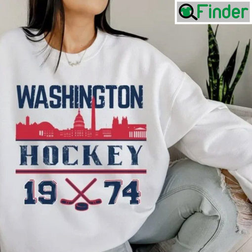 Vintage Style 90s Washington Capital Hockey Print Crewneck Sweatshirt