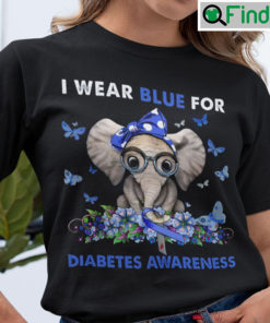 I Wear Blue For Diabetes Awareness Unisex Shirt Elephant