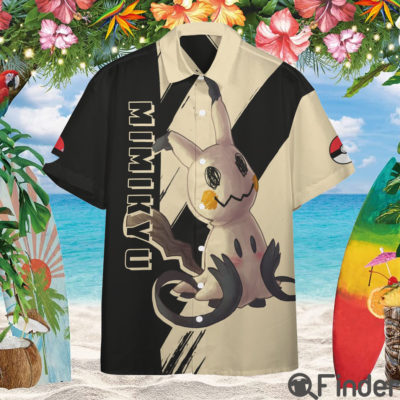 Pokemon Duo Type Ghost Fairy Mimikyu Custom Hawaii Button Shirt