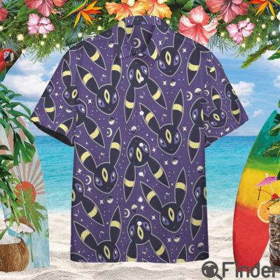 Pokemon Eevee Evolution Type Dark Umbreon Custom Hawaii Button Shirt