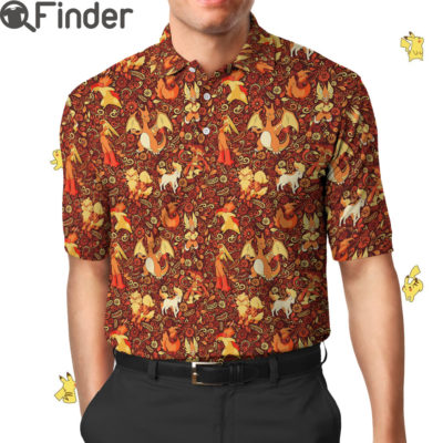 Pokemon Fire Type Custom Polo T Shirt