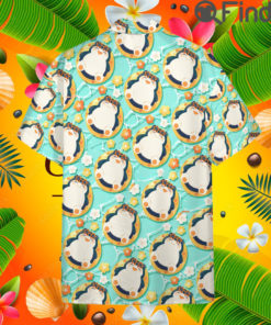 Pokemon Normal Type Cute Snorlax Custom Hawaii Button T Shirt