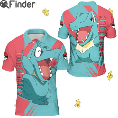 Pokemon Starter Water Type Totodile Custom Polo Shirts