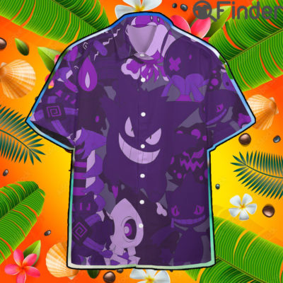 Pokemon Type Ghost Custom Hawaii Button T Shirt