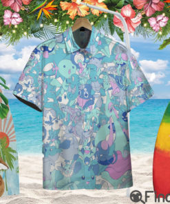 Pokemon Water Type Custom Hawaii Button Shirt