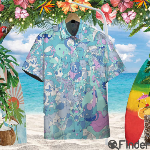 Pokemon Water Type Custom Hawaii Button Shirt