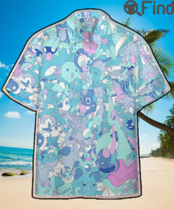 Pokemon Water Type Custom Hawaii Button Shirts